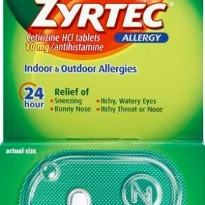 Zyrtec 24 Hour Allergy Relief Tablets, 10 mg Cetirizine HCl Antihistamine, Travel Size, 3 ct