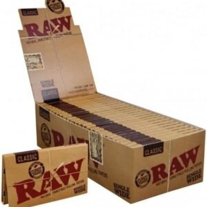 RAW Natural Single Wide Double,UNREFINED ROLLING PAPERS, 25 pack/box